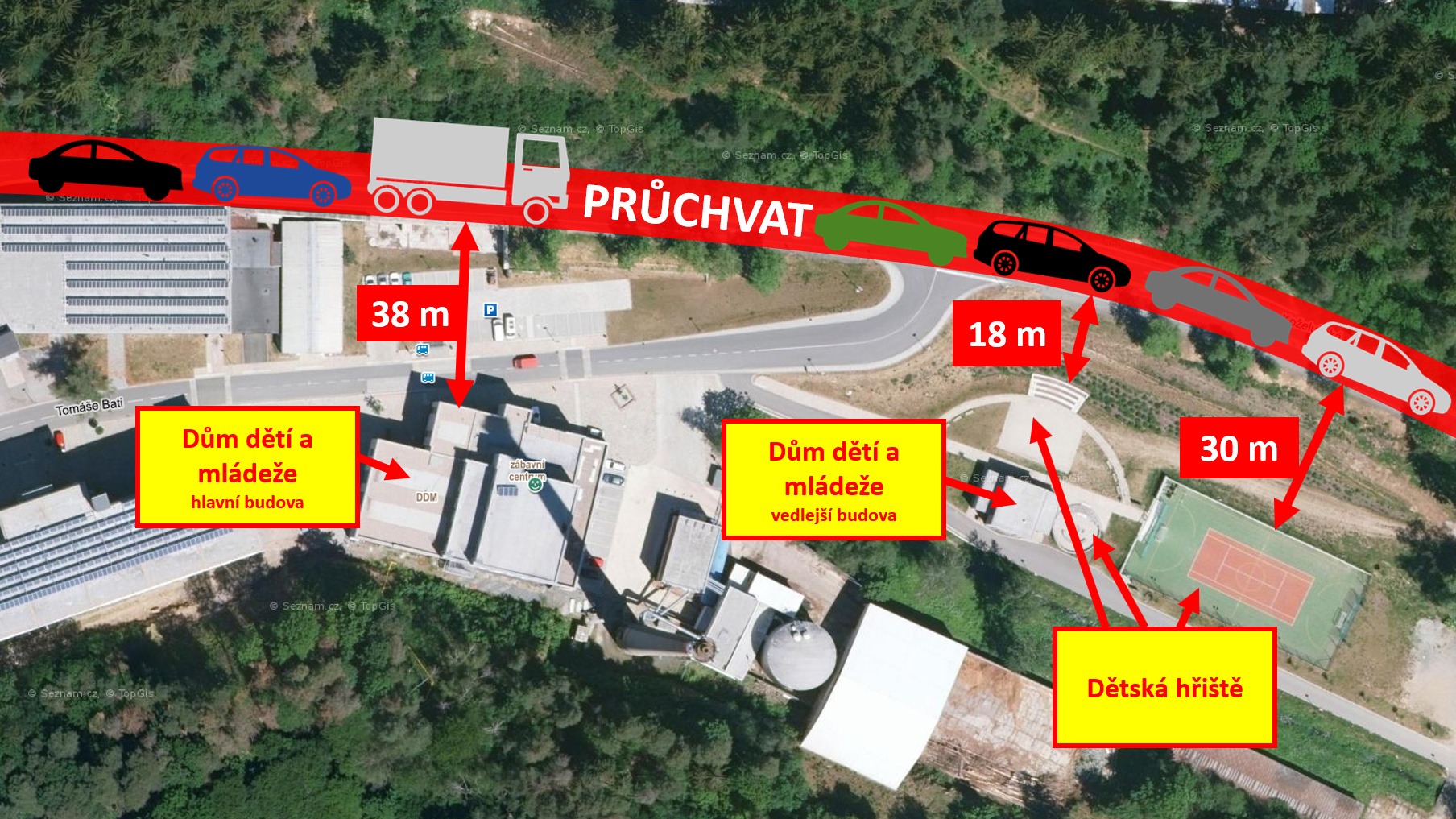 OBCHVAT TŘEBÍČE 22 000 AUT DENNĚ KOLEM DDM