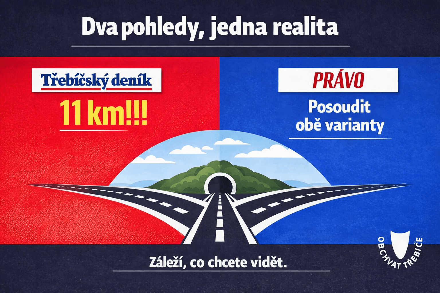 Dva pohledy na obchvat Třebíče – jak rozdílně informují Třebíčský deník a Právo